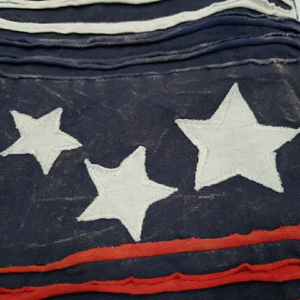 Americana HOBO BAG Large Crossbody Patriotic Shredded Stone Wash Patchwork Purse